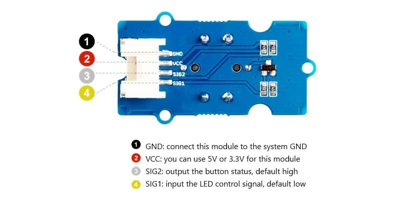 Seeed Studio Grove - Gul LED-knap