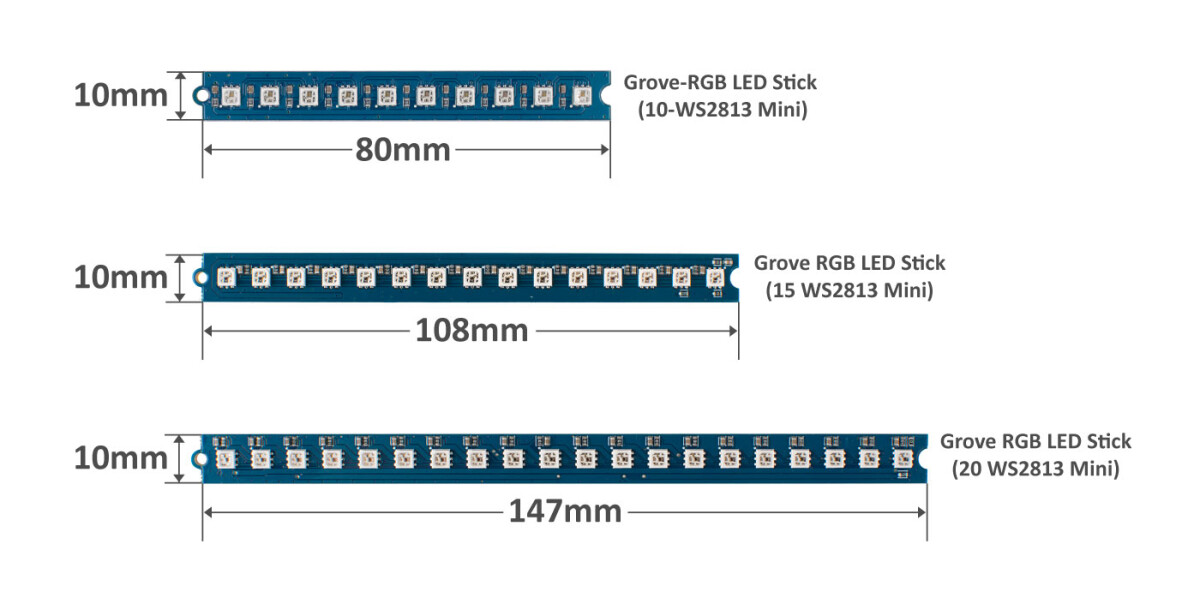 Seeed Studio Grove RGB LED Stang (10x WS2813 Mini 3535) Fuld farve RGB LED belysning