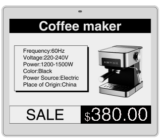 Hipoink 5,83 Zoll 648x480 Schwarz/Weiß E-Ink/E-Papir Display Elektronisk etiket