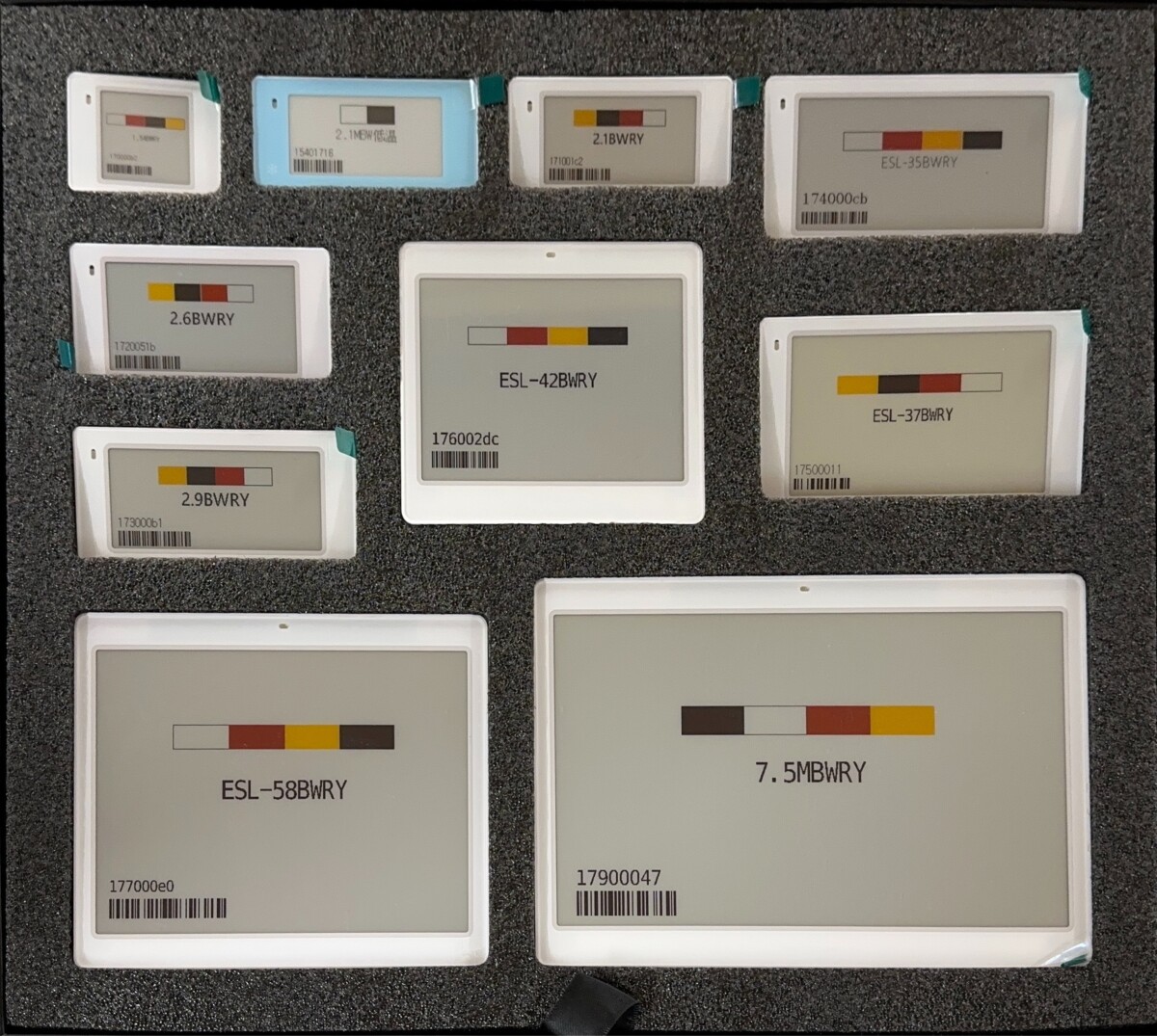 Elektronisk etiket Sort/Hvid/Rød/Gul DEMO-sæt (KUN ETIKET) E-Ink/E-Paper