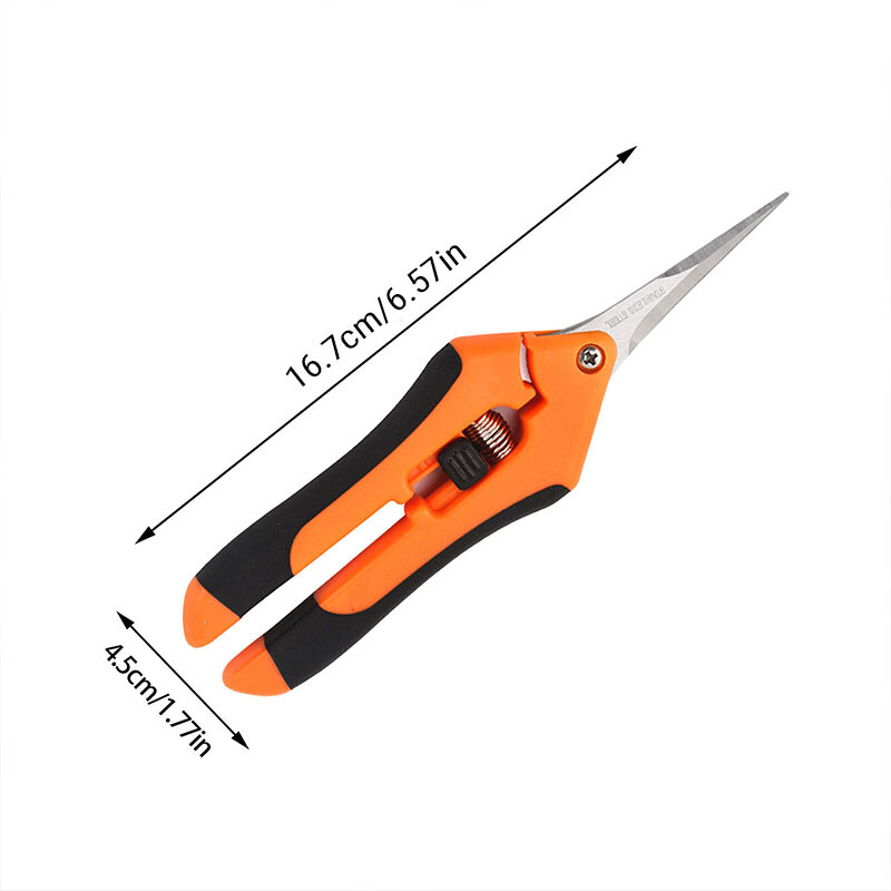 Multifunktionel plantesaks, havekniv, grensnit, planten Curved-Blade Trimmen Ernte, skarp trimmer med låsemekanisme - Orange