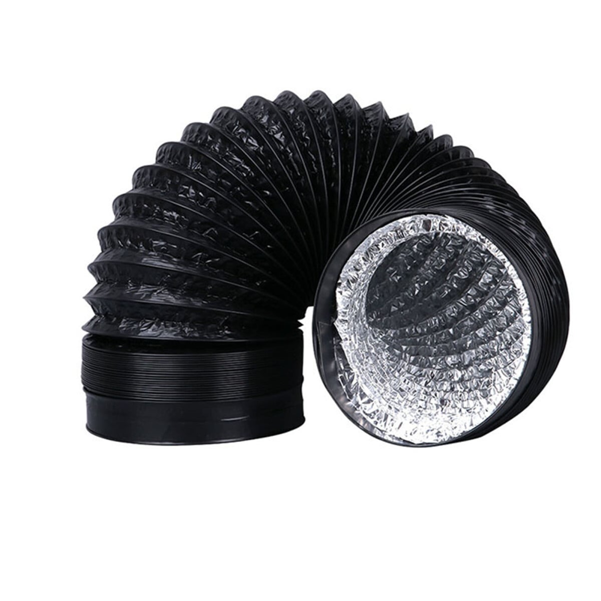 PVC-ventilationsrør Fleksibel slange Φ 4 zoll 100 mm, 2 meter langt Luftkanal Fleksibelt rør 2m Aluminiumflexslange Udvendige fleksible rør til ventilation for vækstboks