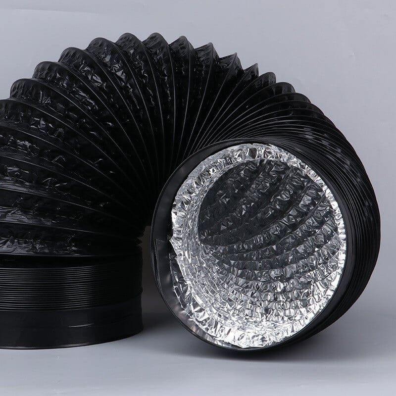 PVC-ventilationsrør Fleksibel slange Φ 4 zoll 100 mm, 2 meter langt Luftkanal Fleksibelt rør 2m Aluminiumflexslange Udvendige fleksible rør til ventilation for vækstboks