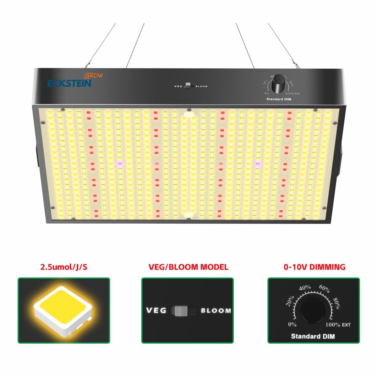 PB1000W LED-vækstlampe, PPFD, fuldspektrum, justerbar, høj lysudbytte, dual mode, plantelys