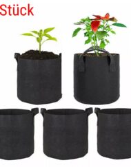5x 3 Gallon – 11 Liter Anvendelsespung med håndtag, plantegrow bag, plante pose, stofpot, rund, have, jungle bag