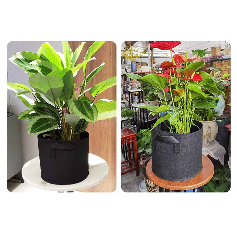 Pflanzenpose med håndtag, planterpose, stofpot, rund urtehave, jungle bag, 3 gallon - 11 liter