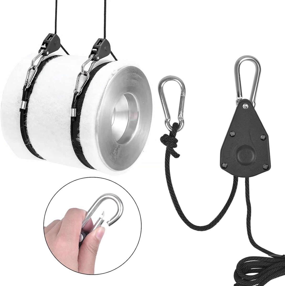 4 stk. 1/8 Hebesøjle Metal Hake, justerbar sejlophæng, sejlratchet med hak til ophængning af plantevækstlampe