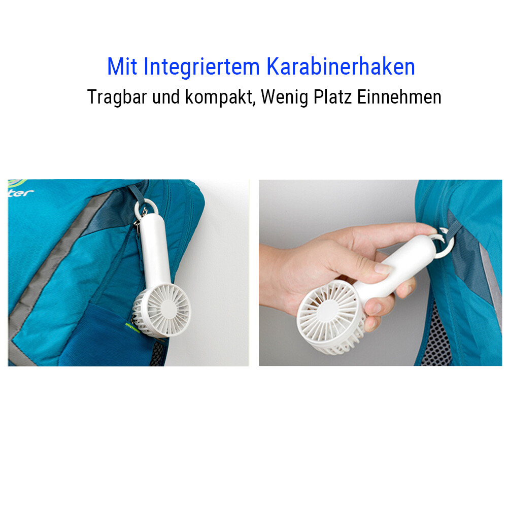 Multifunktionel håndventilator, bærbar ventilator, vertikal bordventilator, desktop-ventilator, støjsvag ventilator med alpinistspænde