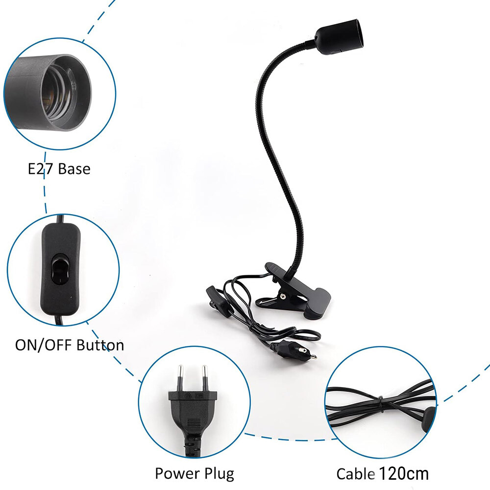 Universel E27 stiklampe, lampeholder, 400MM længde til LED vækstlys