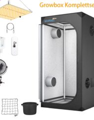 Growbox komplet sæt 60x60x140 cm med 85W LED plantevækstlampe, dyrkningshus - komplet sæt