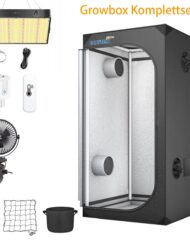 Growbox komplet sæt 80x80x160 cm med 100W LED plantevækstlampe, dyrkningshus - komplet sæt