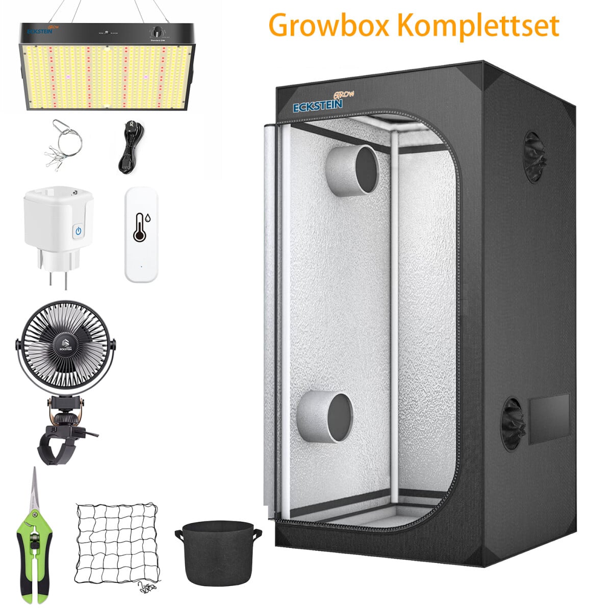 Growbox komplet sæt 80x80x160 cm med 100W LED plantevækstlampe, dyrkningshus - komplet sæt