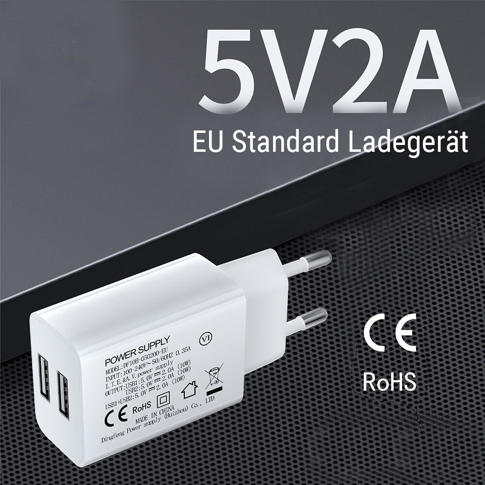 5-tommers ventilatorhoved, ventilator med 360° rotation, med dual USB-oplader, EU-stikadapter og 1,5 m USB-forlængerledning, til drivhus.