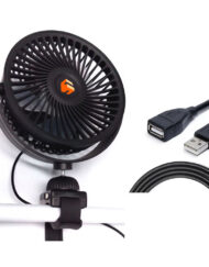 5-tommers ventilatorhoved, ventilator med 360° rotation, med 1,5 m USB-forlængerledning, til vækstbokse