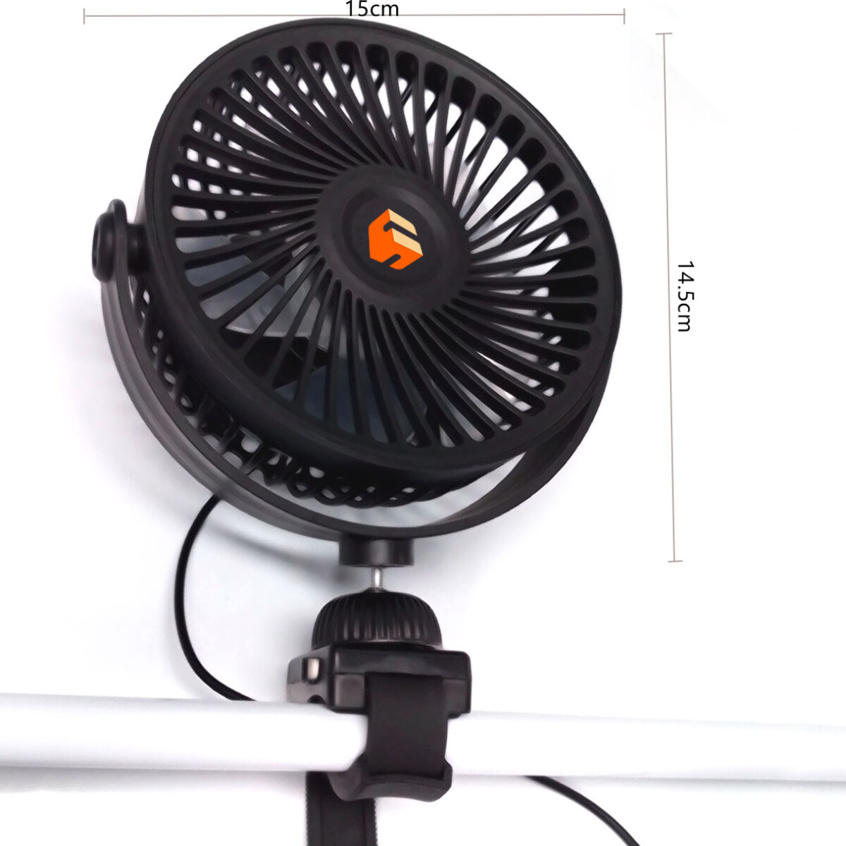 5-tommers ventilatorhoved, ventilator med 360° rotation, med 1,5 m USB-forlængerledning, til vækstbokse