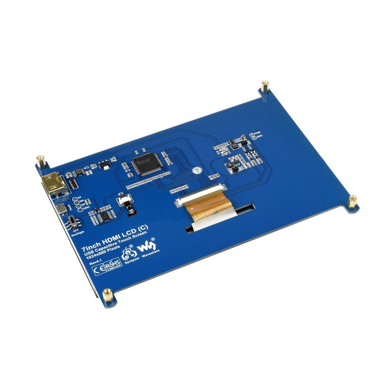 Waveshare 7 Zoll Kapazitiver Touchscreen LCD-Display 1024x600 HDMI til Raspberry Pi Windows