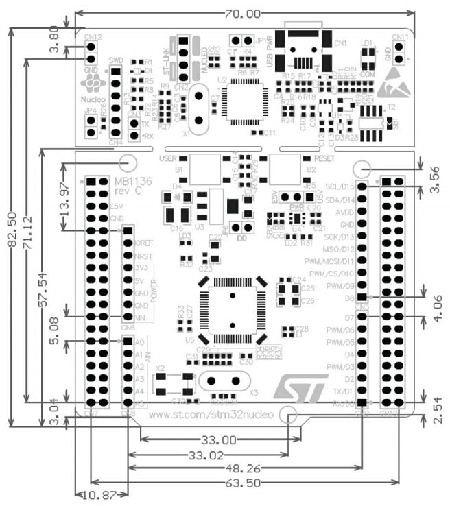 NUCLEO-F446RE STM32F4 NUCLEO Udviklingskort Understøtter Arduino