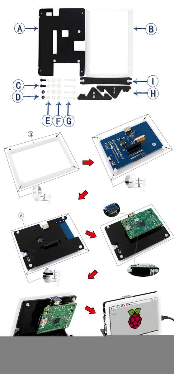 WaveShare dobbeltfarvet etui til 5-tommer LCD