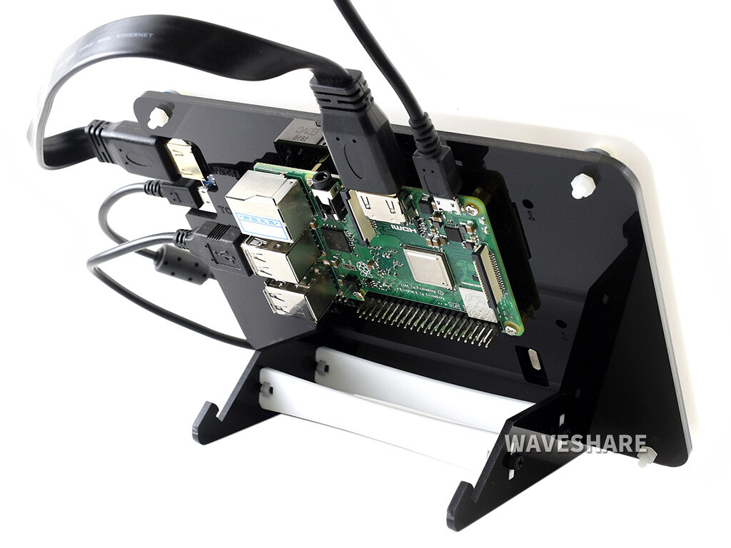 WaveShare 7-tommers kapacitivt touchskærm LCD (B) med tofarvet kabinet, 800×480 HDMI til Raspberry Pi/Windows