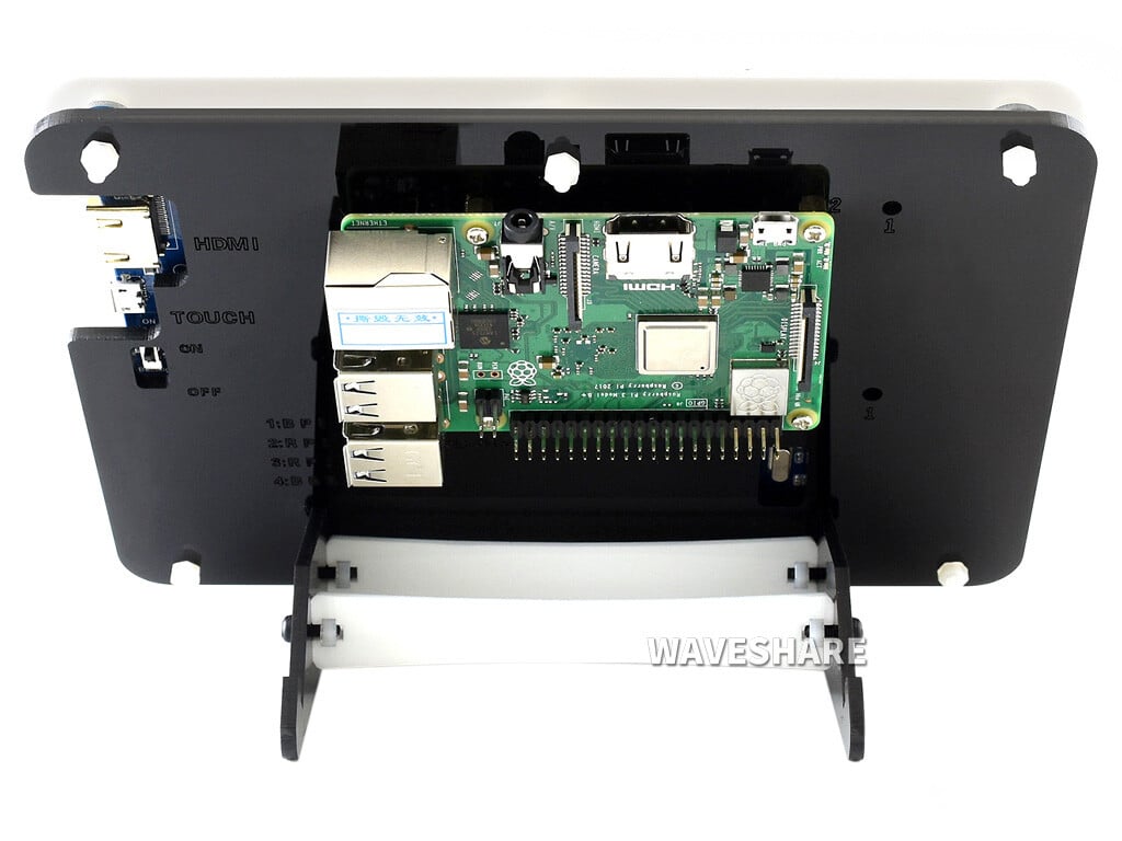 WaveShare 7-tommers kapacitivt touchskærm LCD (B) med tofarvet kabinet, 800×480 HDMI til Raspberry Pi/Windows