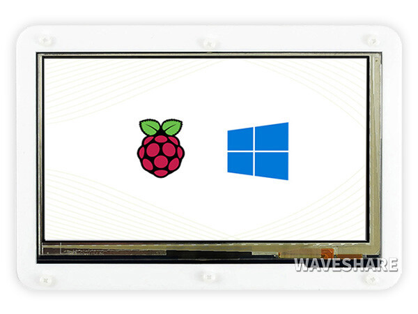 WaveShare 7-tommers kapacitivt touchskærm LCD (C) med tofarvet kabinet, 1024×600, HDMI, IPS, Lav strømforbrug
