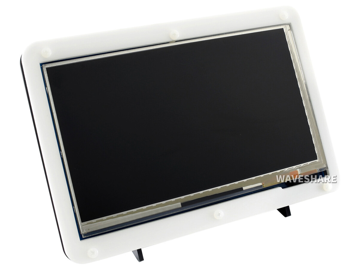 WaveShare 7-tommers kapacitivt touchskærm LCD (C) med tofarvet kabinet, 1024×600, HDMI, IPS, Lav strømforbrug