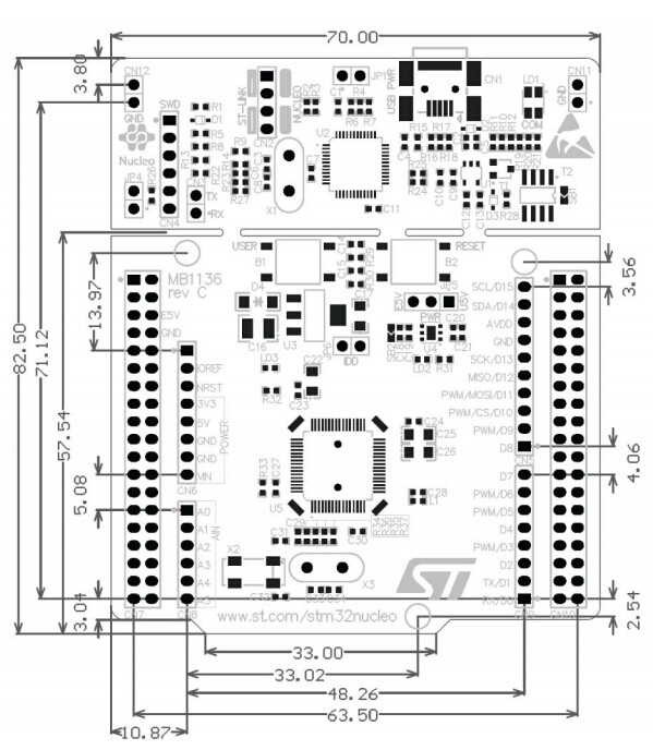 NUCLEO-L476RG STM32 Udviklingskort Understøtter Arduino og ST Morpho