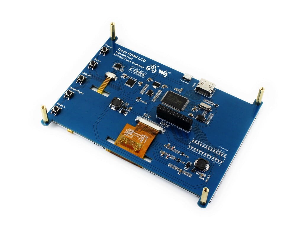 Waveshare 7 Zoll Resistiv berøringsskærm LCD 1024×600 HDMI IPS