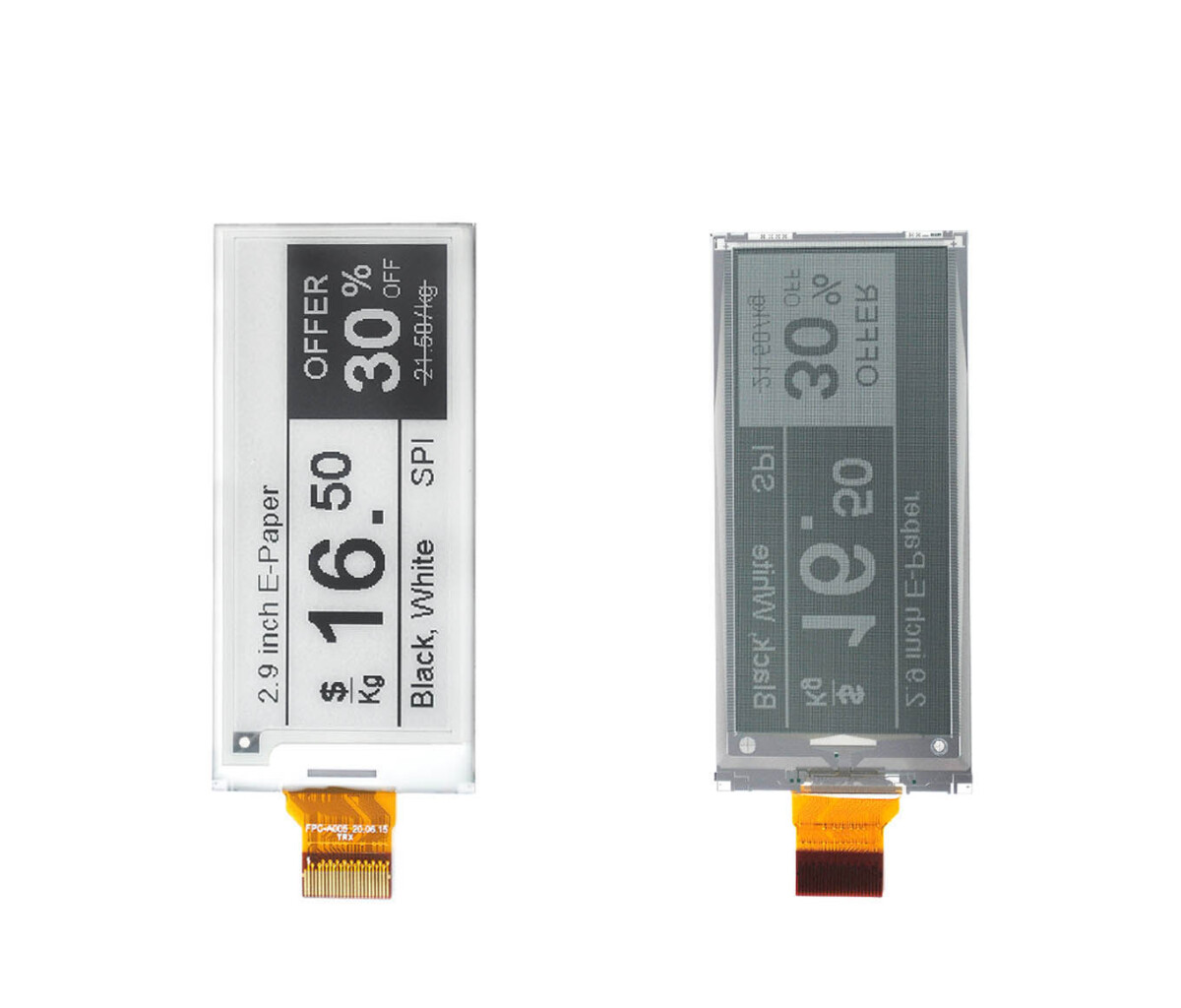 2,9 Zoll 296x128 E-Ink E-Paper rå displaypanel SPI til Raspberry Pi, 1,5 s hurtig opdatering