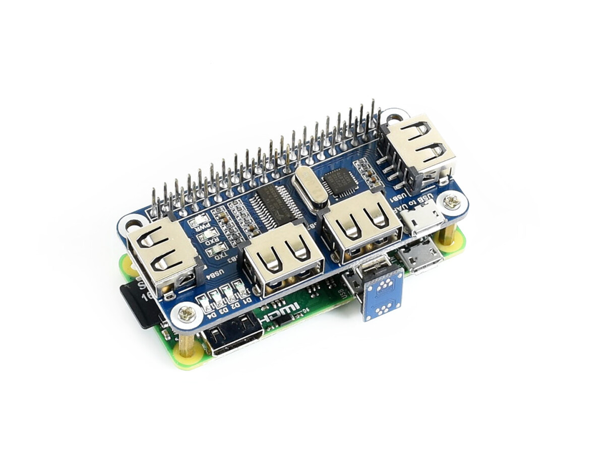 Waveshare 4-Port USB HUB HAT til Raspberry Pi Zero / Zero W / Zero 2W