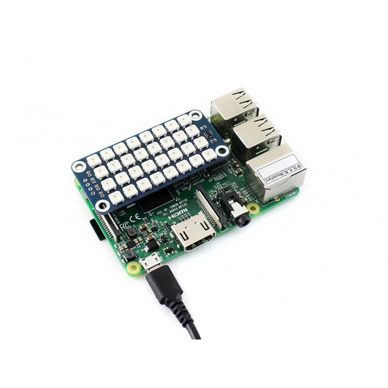 Waveshare Ægte farve 4x8 RGB LED HAT til Raspberry Pi 3 Model B /Zero/Zero W Display