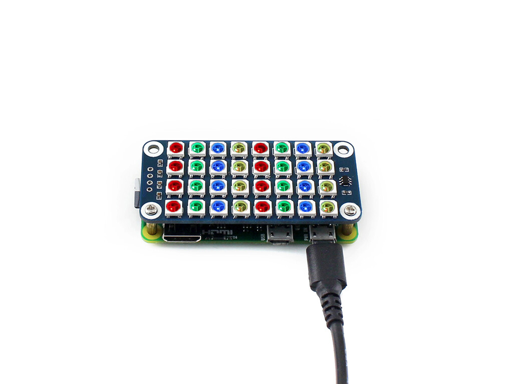 Waveshare Ægte farve 4x8 RGB LED HAT til Raspberry Pi 3 Model B /Zero/Zero W Display