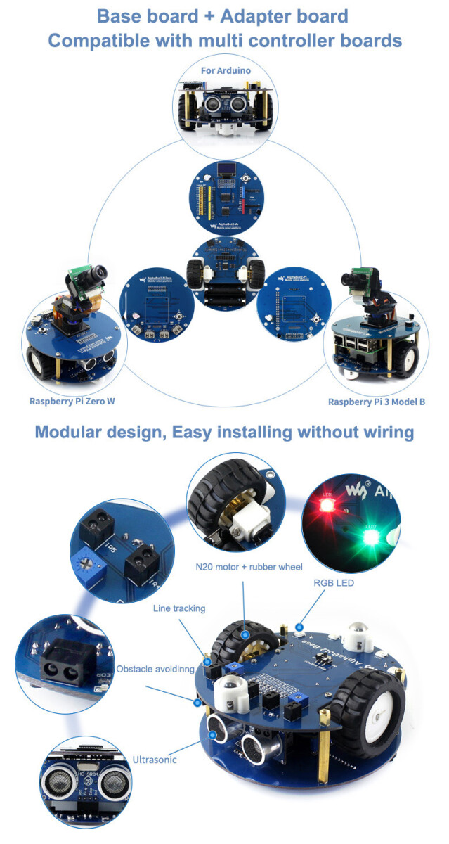 WaveShare AlphaBot2 Robot Building Kit for Arduino (uden Arduino-styring)