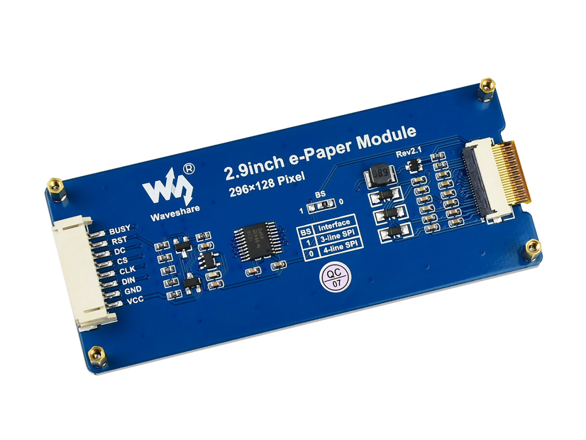 Waveshare 2,9 Zoll 296x128 E-Ink E-Paper Display Modul SPI til Raspberry Pi Arduino