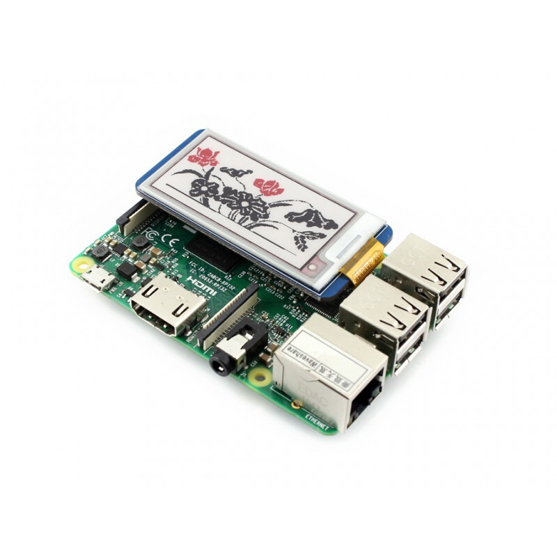 Waveshare 2,13 Zoll E-Paper HAT (B) 250x122 Rød/Sort/Hvid SPI-interface