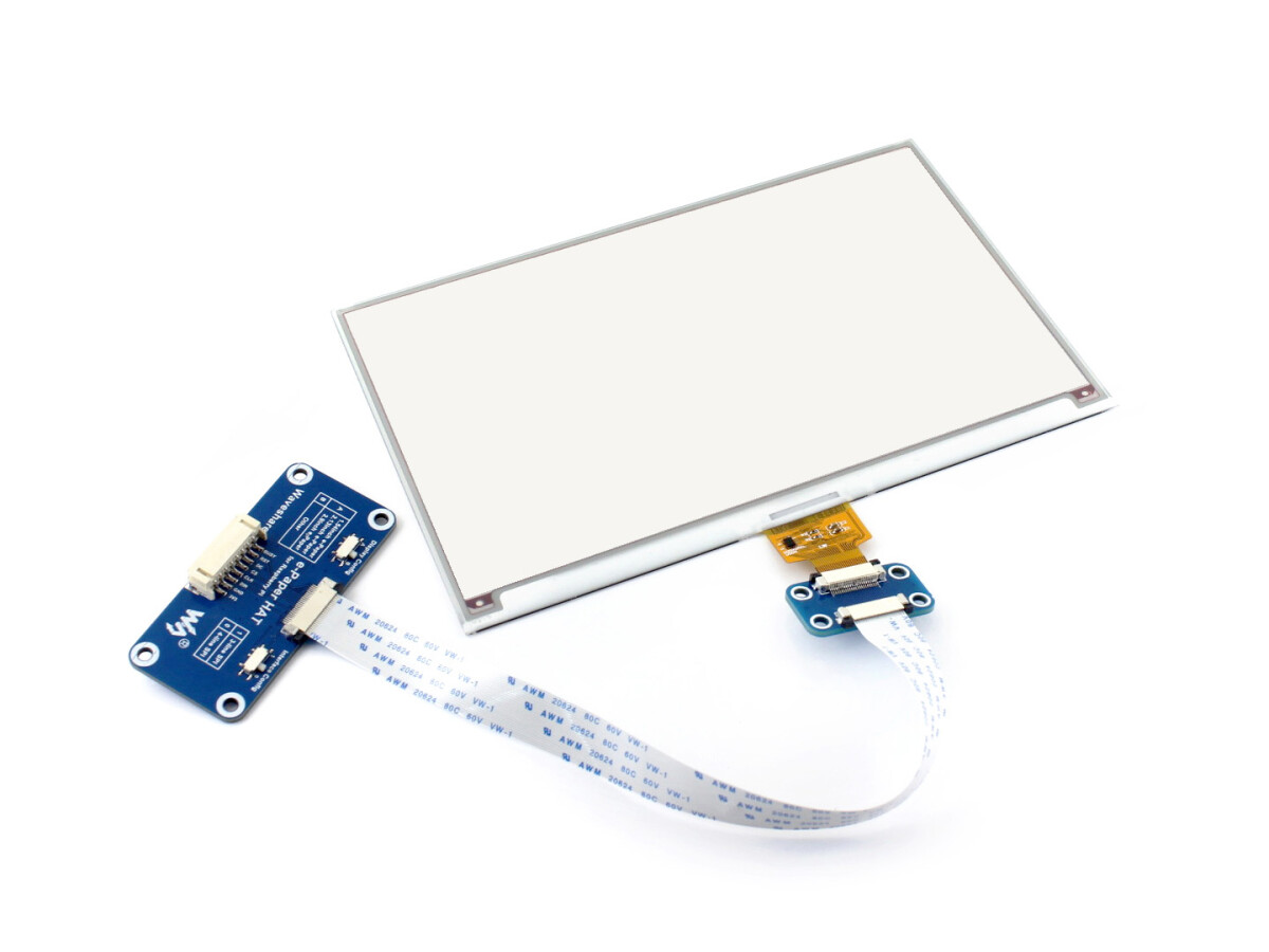 WaveShare 7,5 Zoll E-Paper E-Ink Display HAT (B) 800x480 til Raspberry Pi Rød / Sort / Hvid SPI