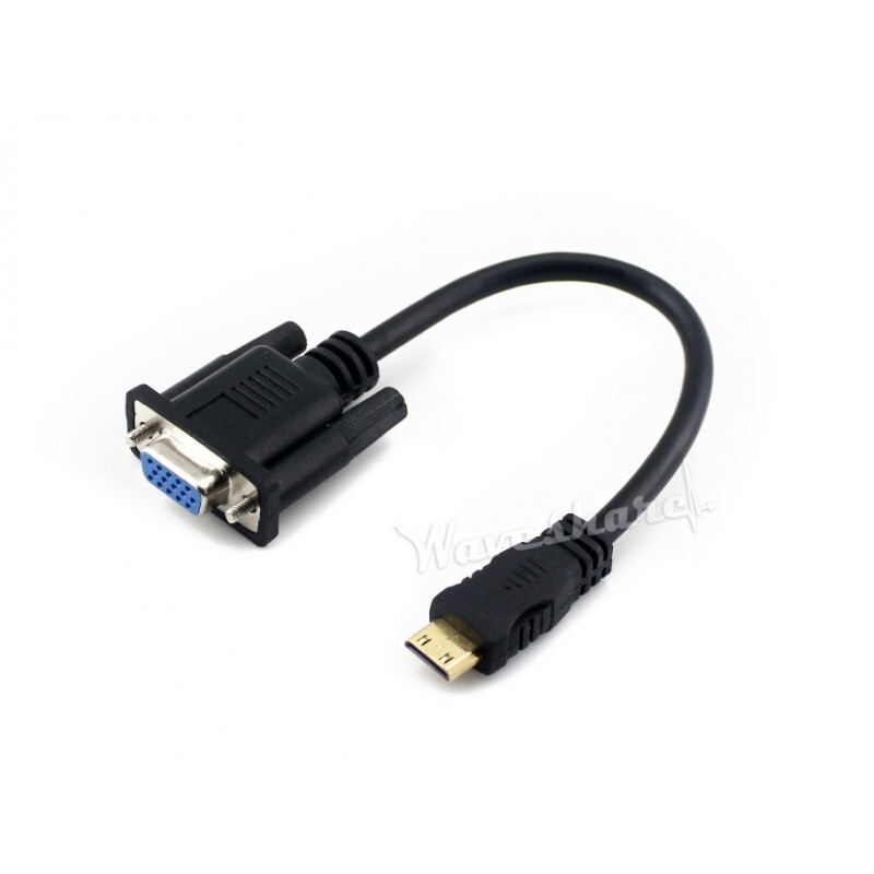 Waveshare Mini HDMI han til VGA hun kabel til 5-13,3 tommer skærme