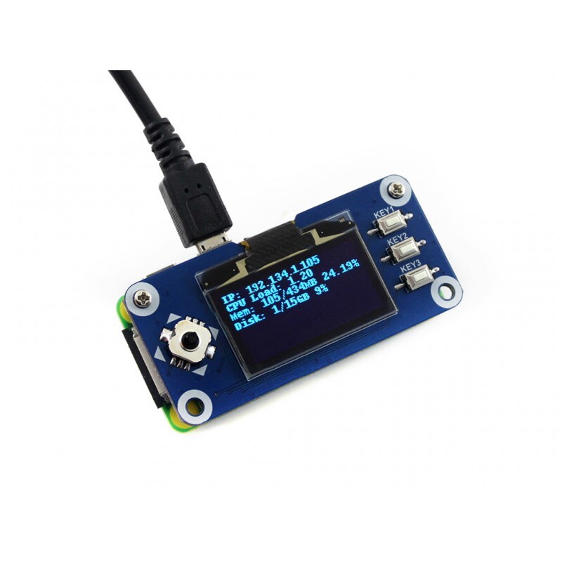 Waveshare 1,3 Zoll 128x64 OLED-display HAT til Raspberry Pi med SPI/I2C-interface