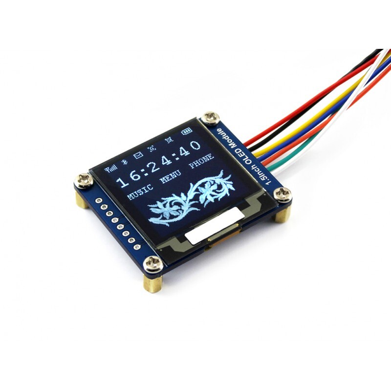 Waveshare 1,5 Zoll OLED-displaymodul 128x128 SPI/I2C 16 Graustærker