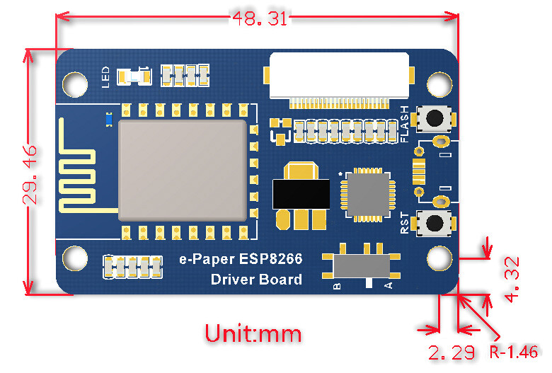 Waveshare Universal e-Paper rå panel driver board ESP8266 WiFi trådløs