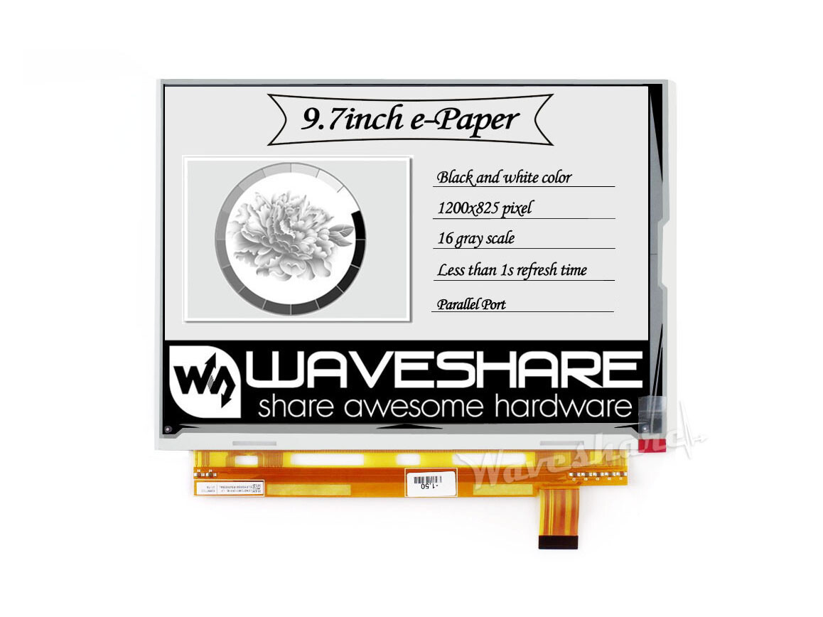 WaveShare 1200x825, 9.7 Zoll E-Ink rådisplay