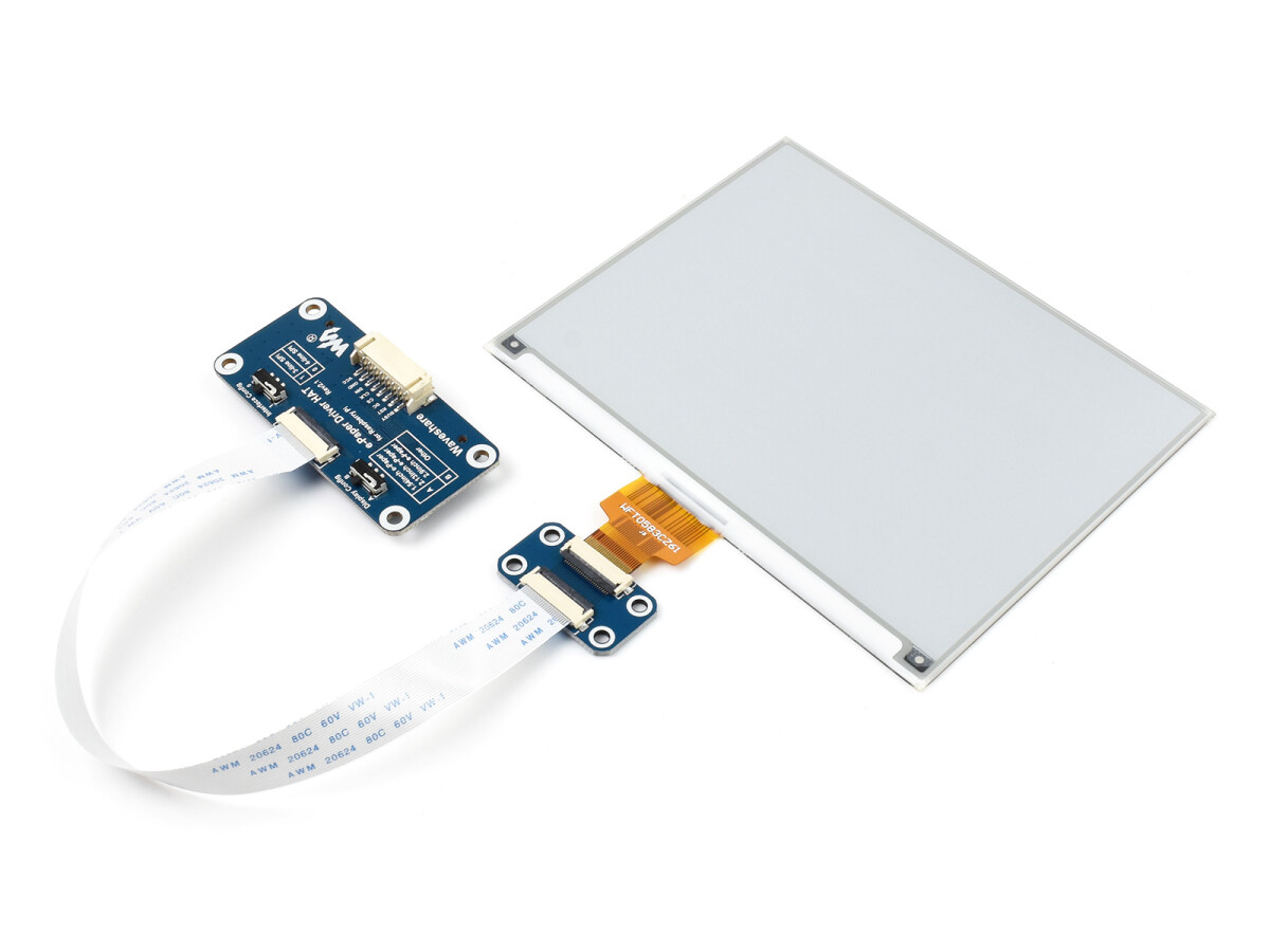 WaveShare 5,83 Zoll E-Paper E-Ink Display HAT til Raspberry Pi, 648×480, sort/hvid, SPI
