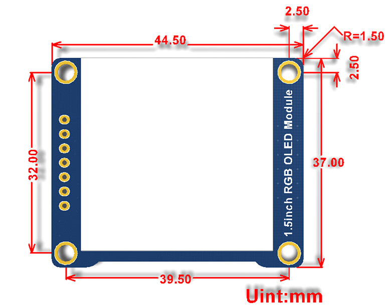 Waveshare 1,5 Zoll RGB OLED Modul OLED-Display-Modul SPI-1,5 Zoll RGB OLED Modul 14747