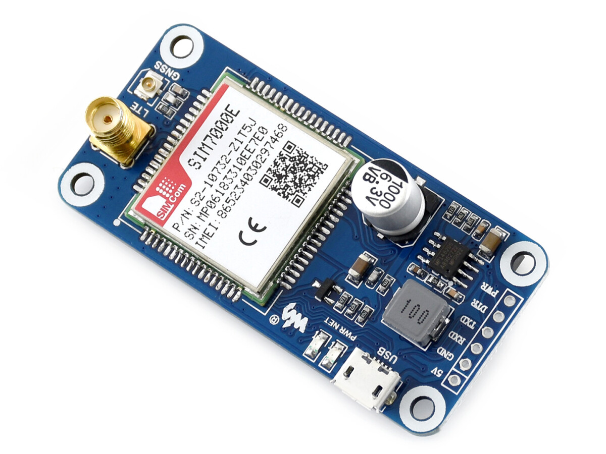 WaveShare NB-IoT / eMTC / EDGE / GPRS / GNSS HAT til Raspberry Pi, til Europa