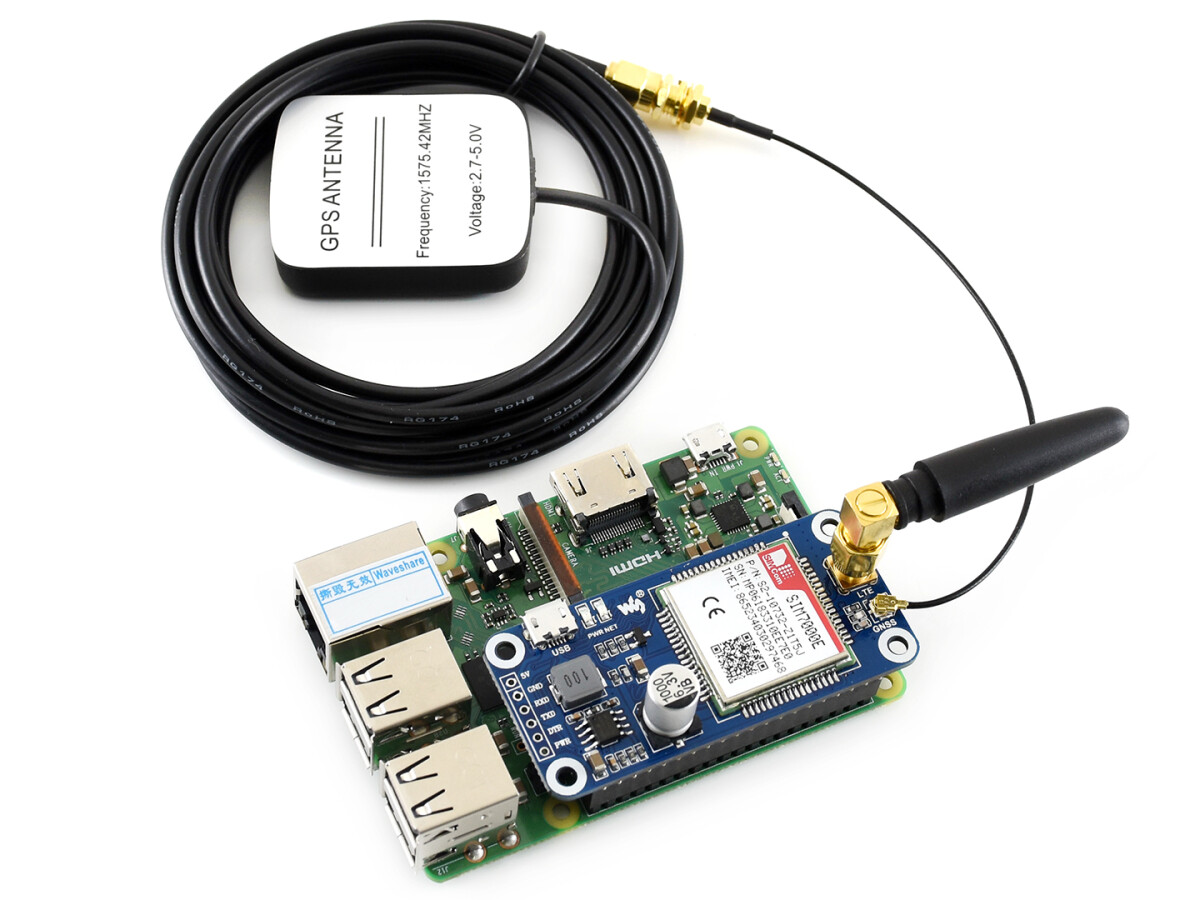 WaveShare NB-IoT / eMTC / EDGE / GPRS / GNSS HAT til Raspberry Pi, til Europa