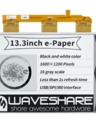 WaveShare 13,3 Zoll ePaper e-Ink rådisplay, 1600x1200, sort/hvid, 16 gråtoner, parallelport, uden PCB