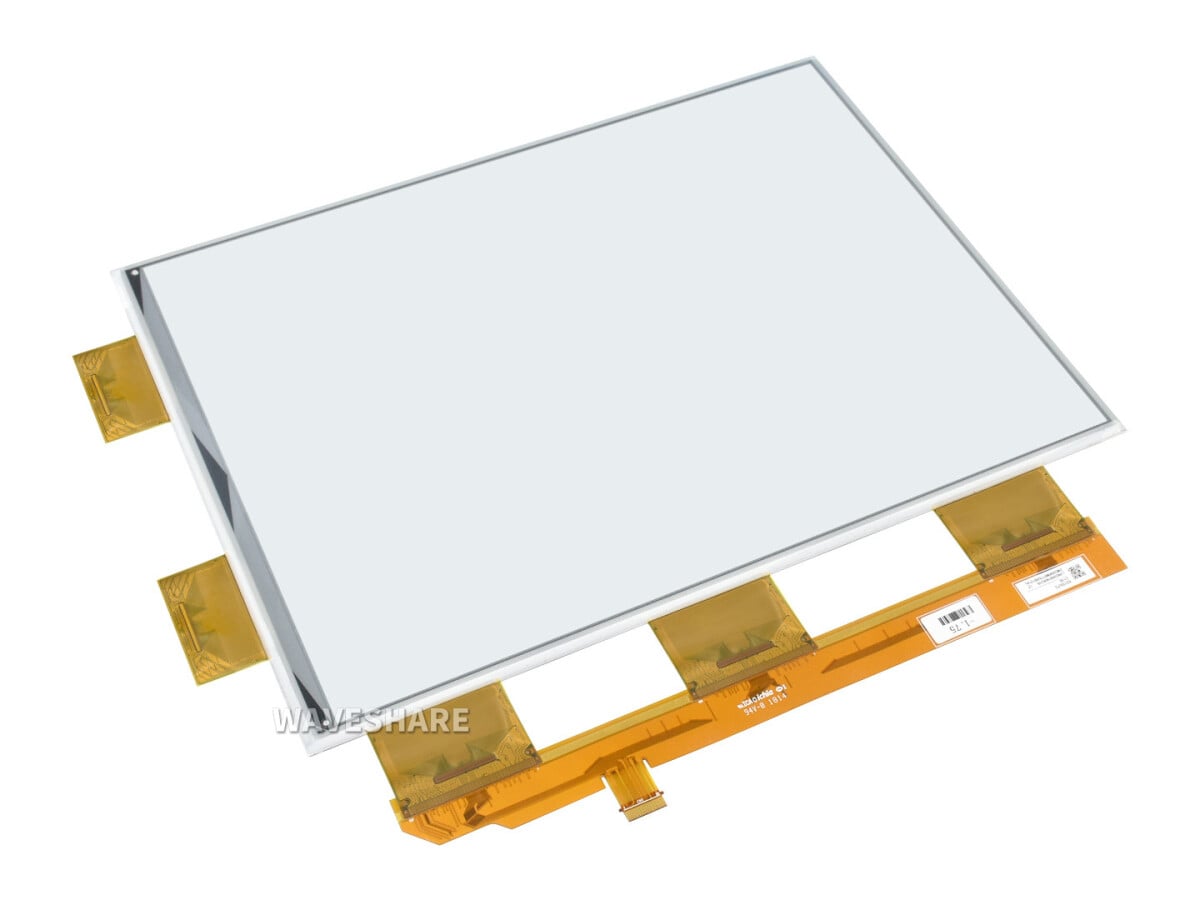 WaveShare 13,3 Zoll ePaper e-Ink rådisplay, 1600x1200, sort/hvid, 16 gråtoner, parallelport, uden PCB