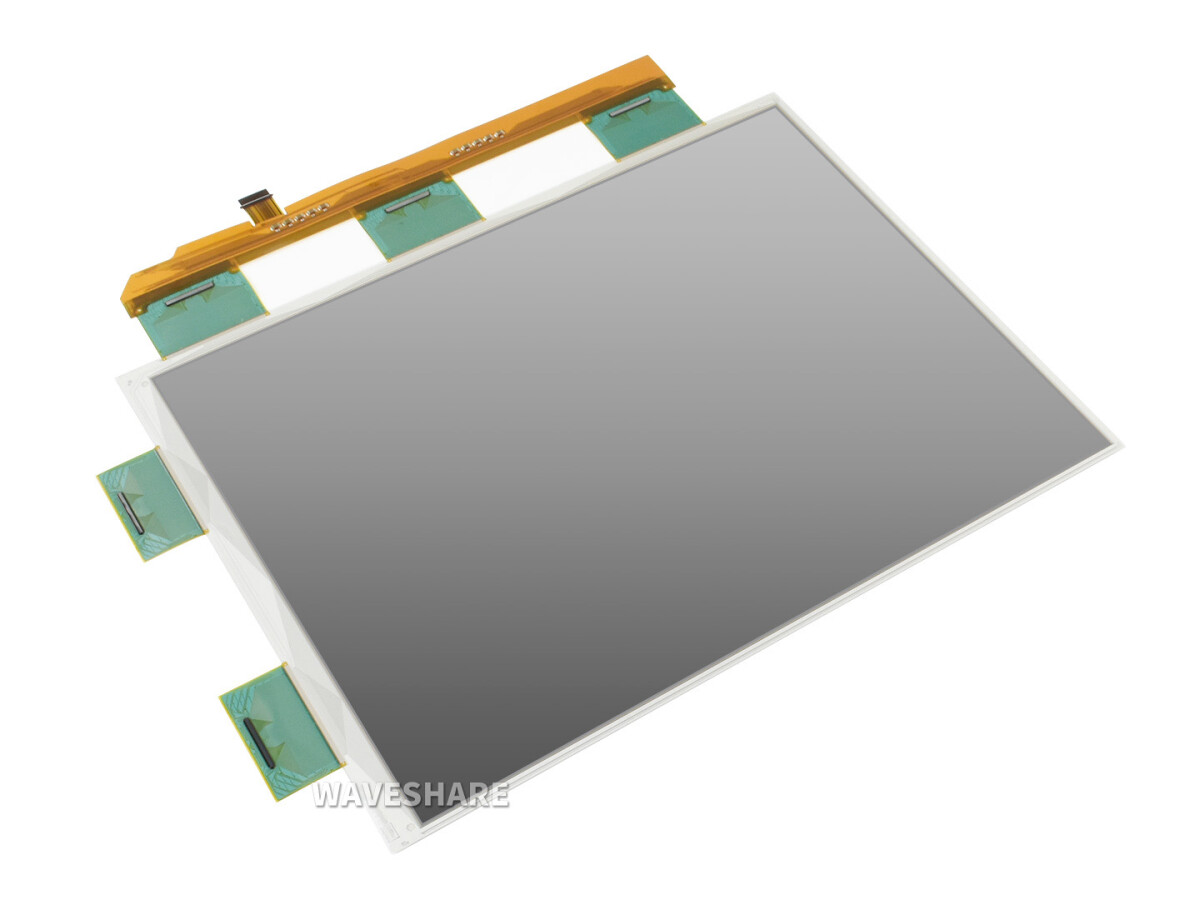 WaveShare 13,3 Zoll ePaper e-Ink rådisplay, 1600x1200, sort/hvid, 16 gråtoner, parallelport, uden PCB