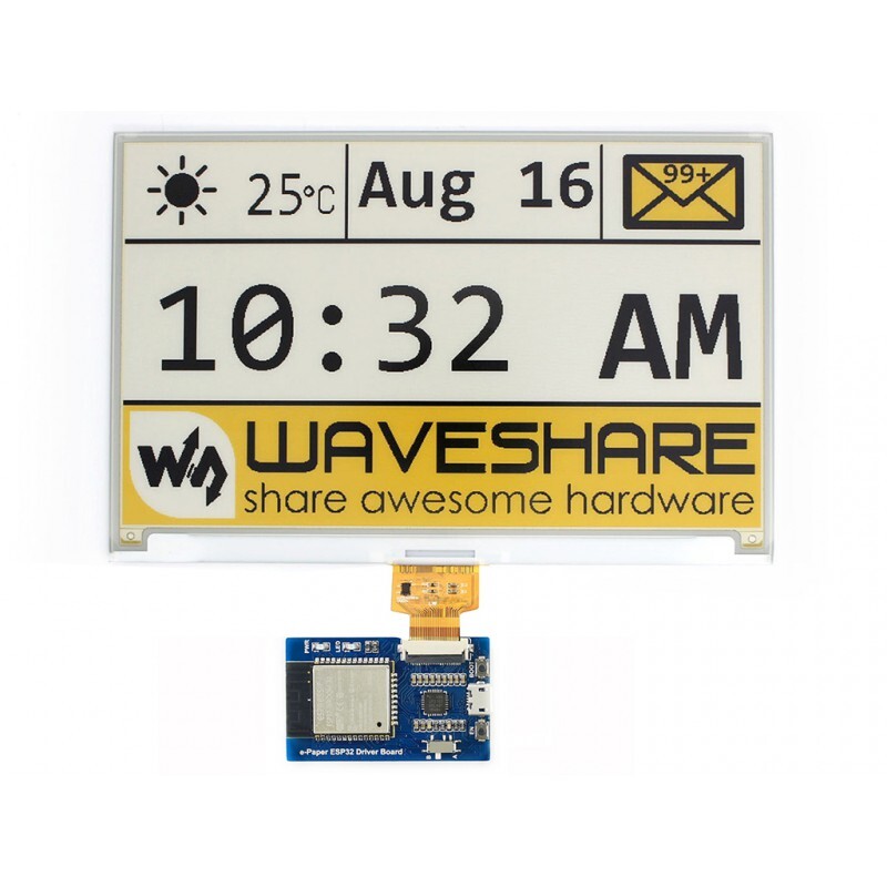 Waveshare Universal e-Paper rå panel driver board, ESP32 WiFi/Bluetooth