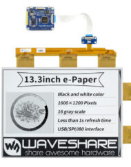 WaveShare 13,3 Zoll ePaper e-Ink Display HAT til Raspberry Pi, 1600x1200, sort/hvid, 16 gråtoner, USB / SPI / I80